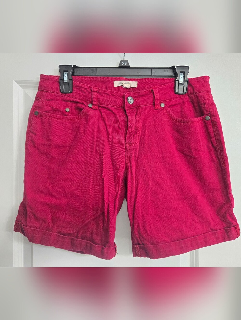 FOREVER21 Bright Raspberry Rolled-Hem Shorts